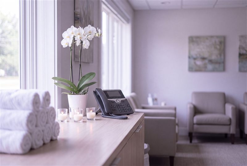 Calm spa reception area